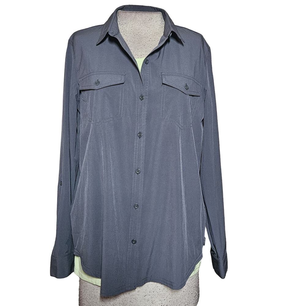 Eddie Bauer Grey Classic Fit Button Up Long Sleeve Top Size Small